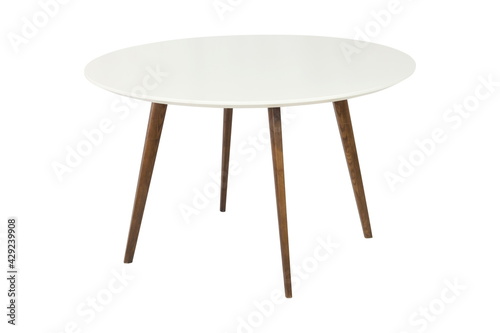 White round wooden isolated table