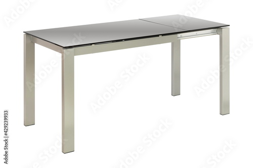 Table gray metal glass insulated