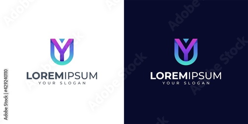 Monogram Letter Y and U logo design inspiration. UY logo. YU logo.