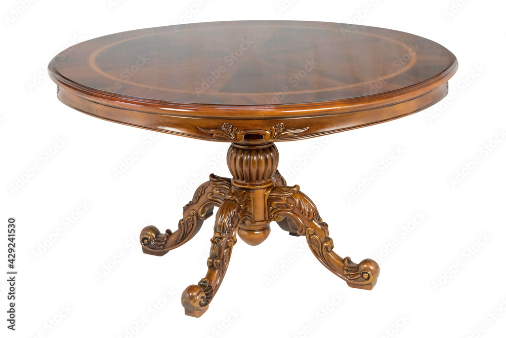 Wooden round brown table isolated Wooden round brown table isolated