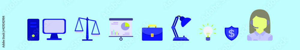 set of integrity cartoon icon design template with various models. vector illustration isolated on blue background