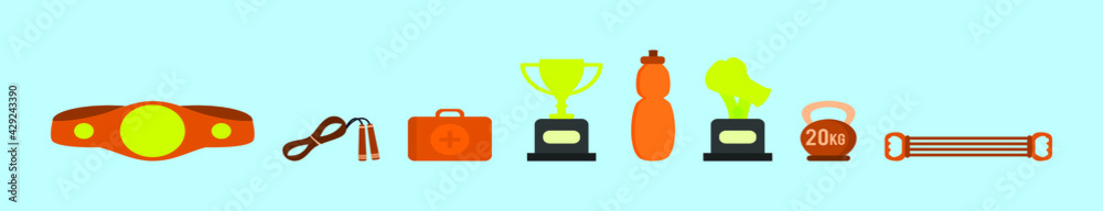 set of boxing cartoon icon design template with various models. vector illustration isolated on blue background set of boxing cartoon icon design template with various models. vector illustration isolated on blue background