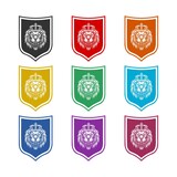 Lion shield logo icon isolated on white background color set