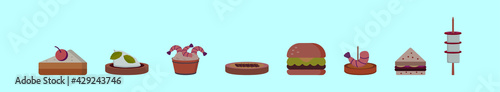 set of appetizers cartoon icon design template with various models. vector illustration isolated on blue background