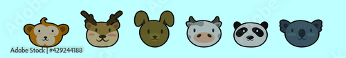 set of animals cartoon icon design template with various models. vector illustration isolated on blue background