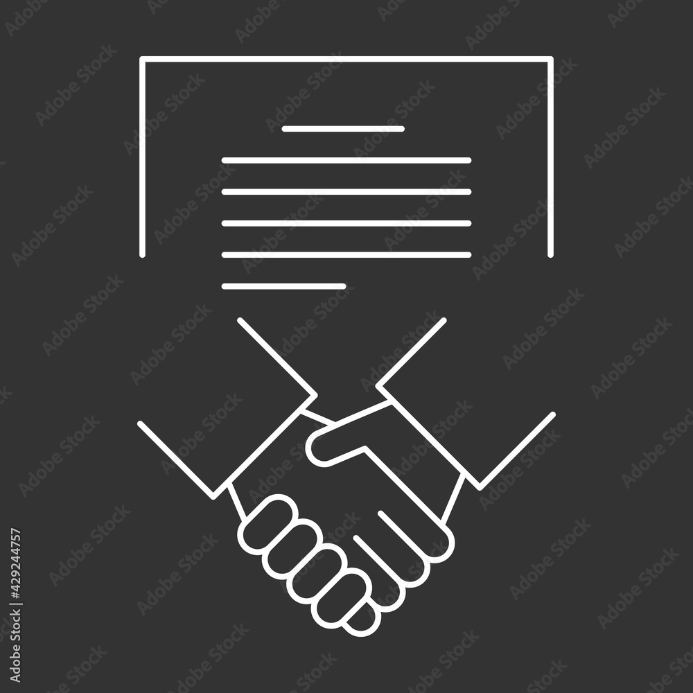 Business contract and hand shake. Isolated vector icon. Business contract and hand shake. Isolated vector icon.