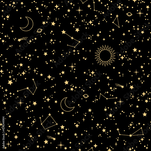 seamless starry cosmos with stars and constellations