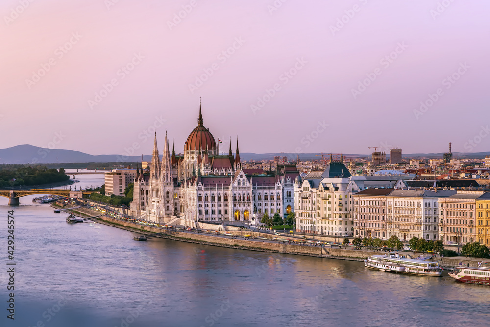 View of Hungarian Parliament Building, Budapest, Hungary