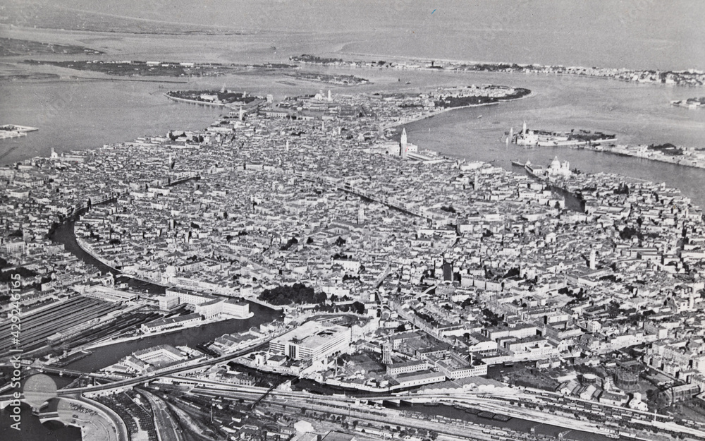 Venice seen from the plane in the 1950s