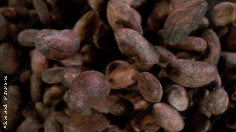Super slow motion of exploding roasted cocoa beans up in the air. Filmed on high speed cinema camera, 1000fps. Super slow motion of exploding roasted cocoa beans up in the air. Filmed on high speed cinema camera, 1000fps.