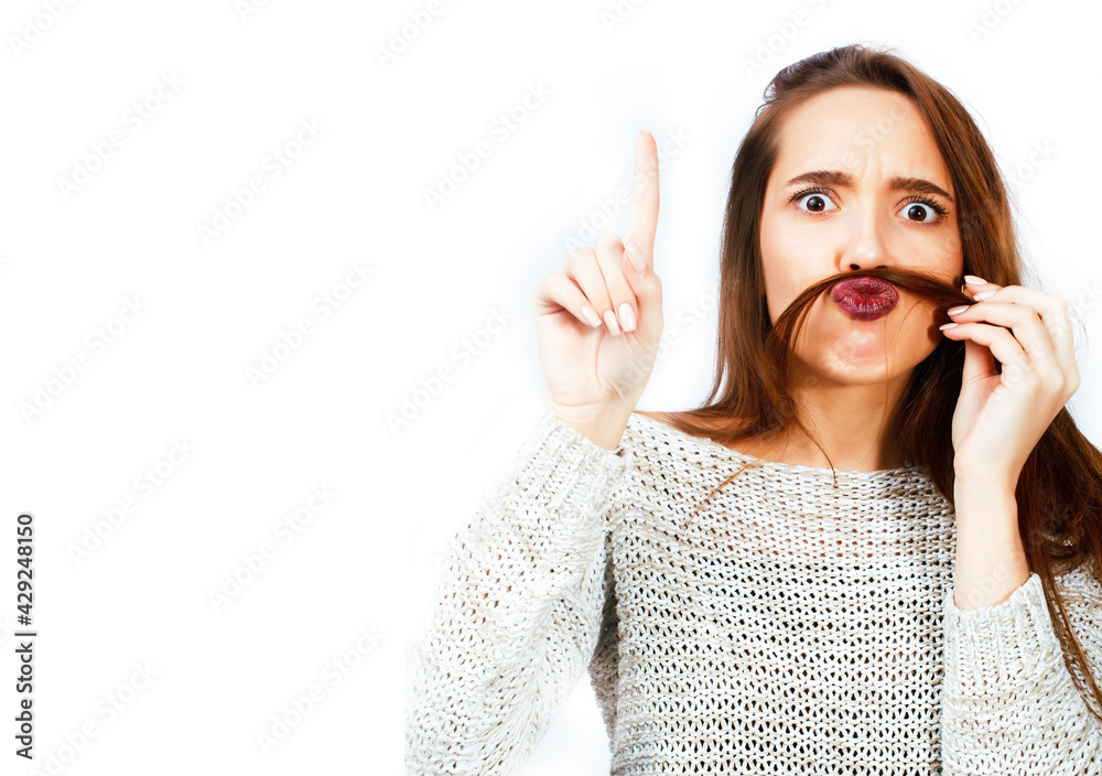young pretty teenage hipster girl posing emotional happy smiling on white background, lifestyle people concept young pretty teenage hipster girl posing emotional happy smiling on white background, lifestyle people concept