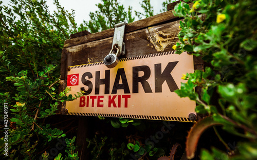 Shark Bite Kit in Jeffrey's Bay, South Africa. September 2019.