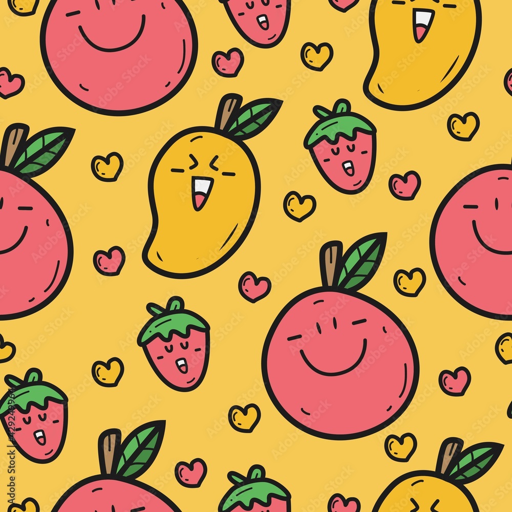 hand drawn cartoon doodle fruit pattern design hand drawn cartoon doodle fruit pattern design