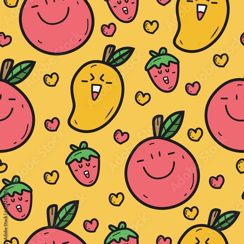 hand drawn cartoon doodle fruit pattern design