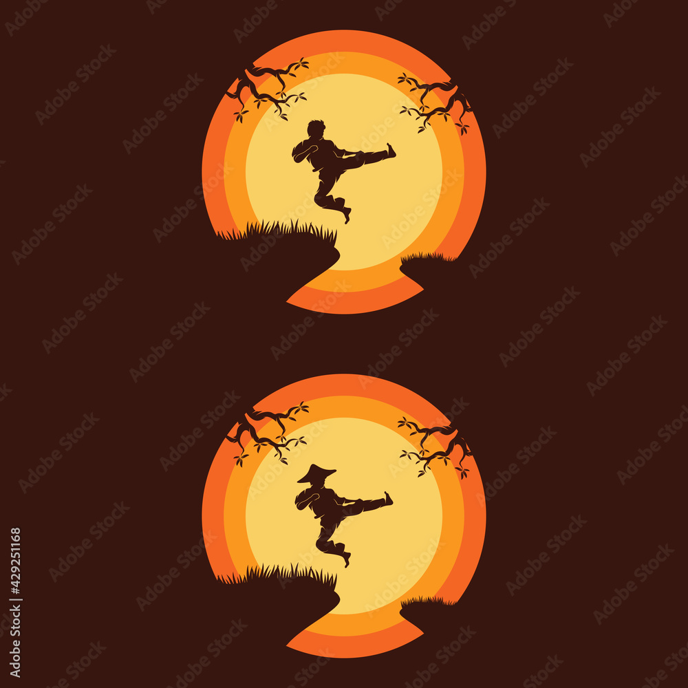 Karate boys silhouettes design