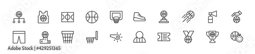 Set of basketball line icons.