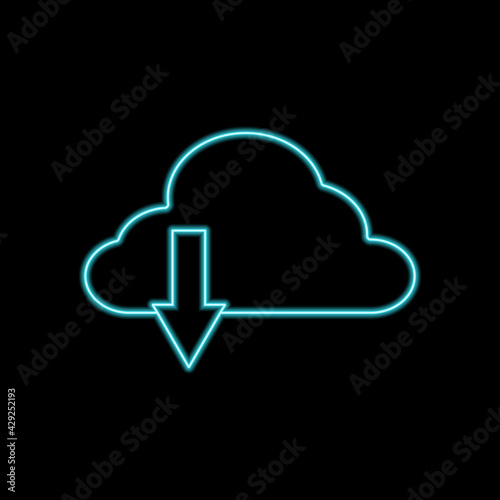 Neon Cloud computing download flat icon