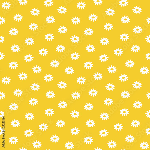 Seamless floral pattern. White chamomiles. Vector illustration.