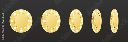 Gambling game, casino 3d chips. Rotating poker chips