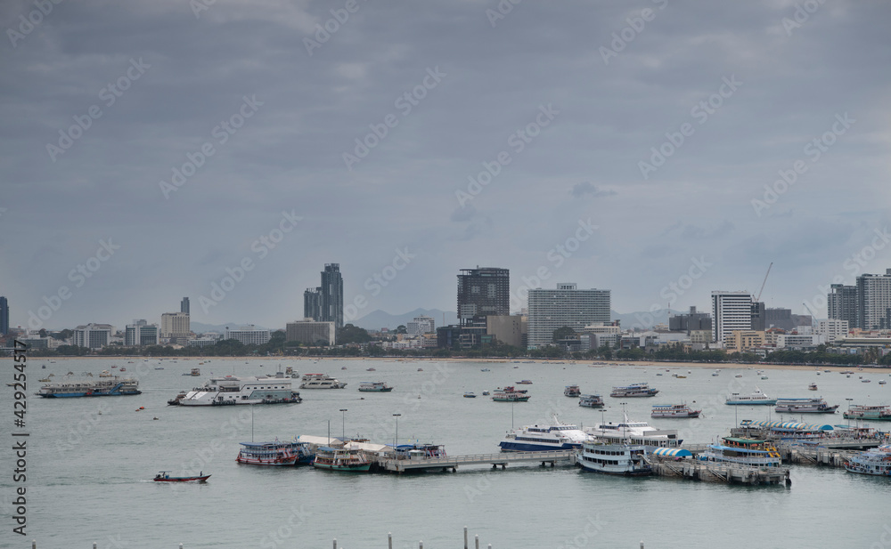 View of the Gulf of Siam and the city of Pattaya.