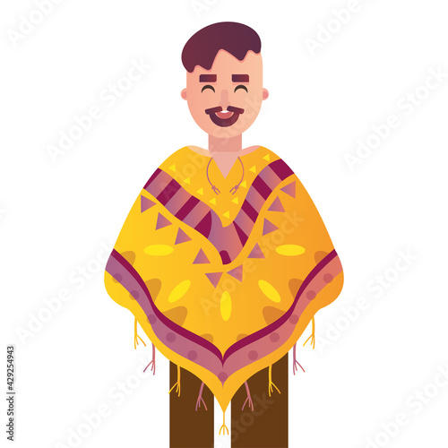 Mexican man with a poncho - Vector illustration