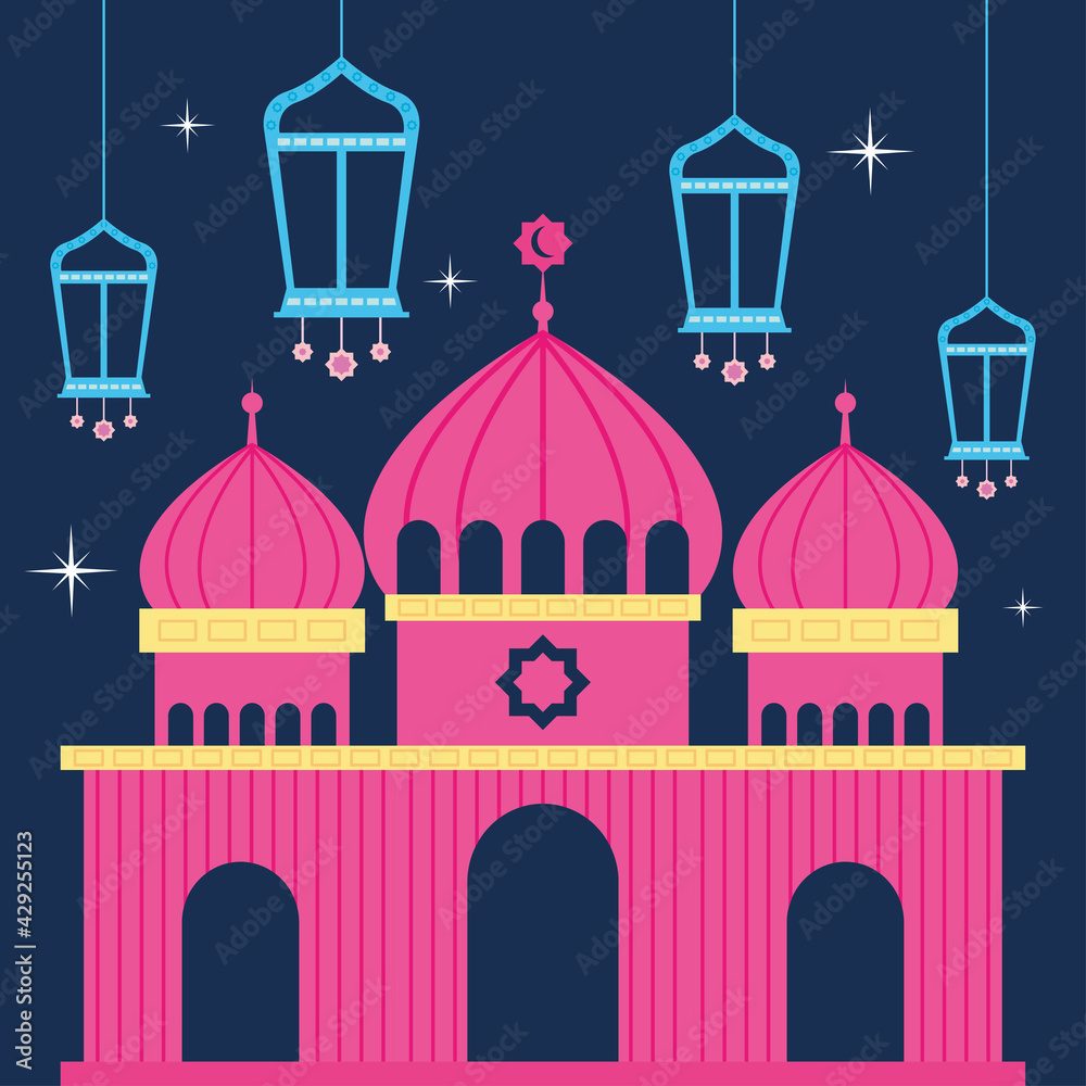 mosque and lanterns