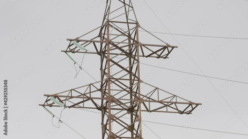 The tall tower grid of the electric power as seen on the closer look The tall tower grid of the electric power as seen on the closer look