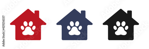 Animal paw icons set. Flat design. Vector illustration.