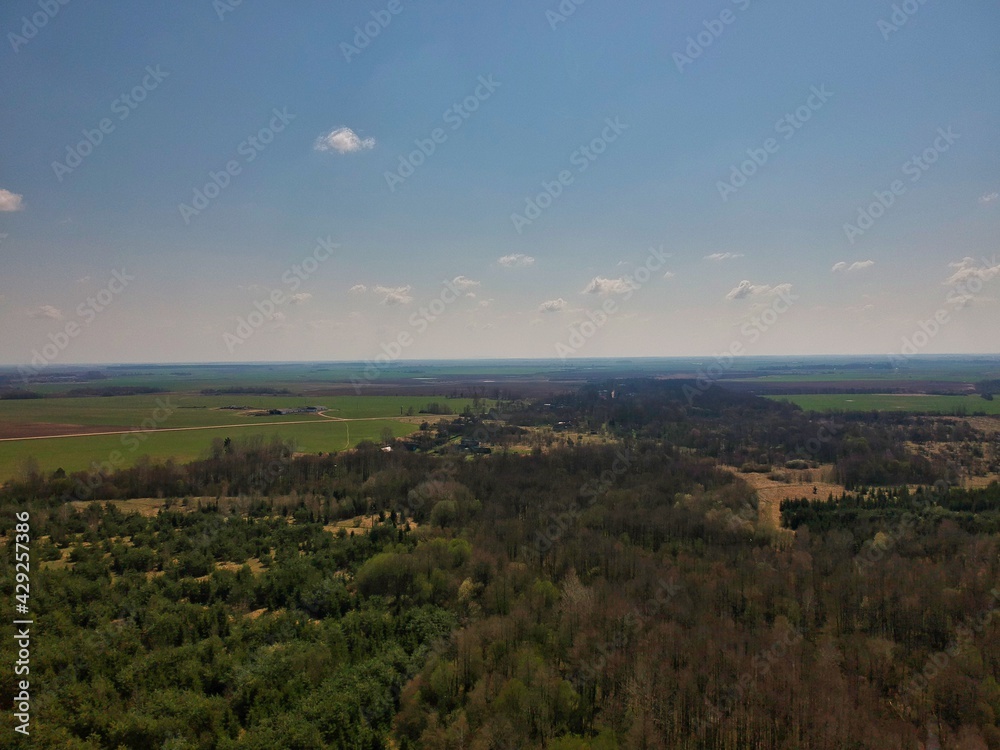 Aerial view of countryside in Belarus