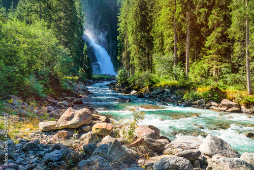 Impressive view on the krimml waterfalls in austria  Krimmler Wasserf  lle 