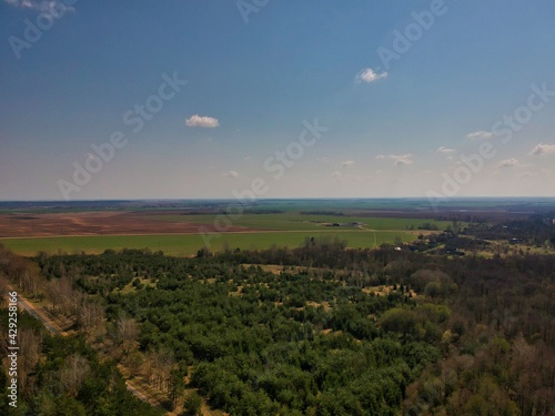 Aerial view of countryside in Belarus