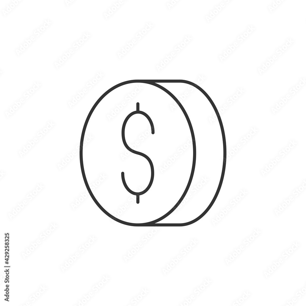 Fototapeta premium Coin Related Vector Line Icon. Sign Isolated on the White Background. Editable Stroke EPS file. Vector illustration.