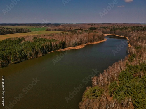 Aerial view of countryside in Belarus