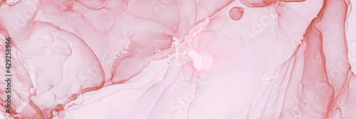 Rose Luxury Marble. Acrylic Background. Ink Color Paint. Abstract Wall. Delicate Fluid Texture. Alcohol Pink Marble. Gentle Mix. Art Creative Design. Watercolour Liquid Marble.