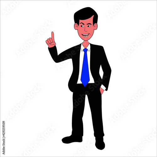 
businessman in elegant dress pointing finger, family man