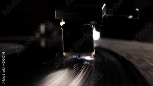 A nostalic vinyl record in close-up - macro view photo