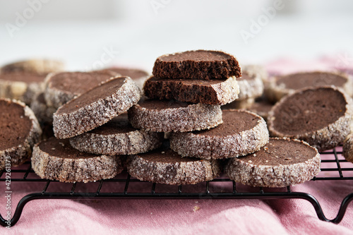 Chocolate french diamond cookies or diamant sable cookies.