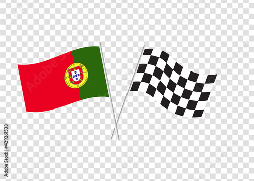 Portuguese and racing flag. Graphics and design.