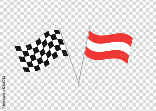 Austria flag and racing flag. Graphics and design.