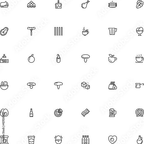 icon vector icon set such as: cooker, disposable, sandwich, canned, coffeemaker, success, candle, cap, stopwatch, top, pot, cube, farm, bean, key, rasher, house, sowbelly, amanita caesarea, scrambled