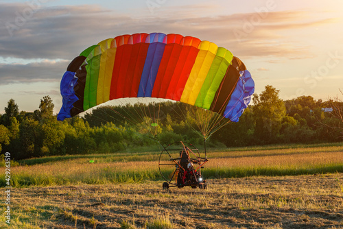 paraglider takes off from the ground