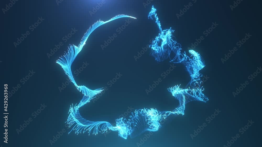Abstract Particles Graphic Company Logo Intro Background/ 4k animation of an abstract fluid particles intro background for business and company logo with graphic design intro with light flare fading i