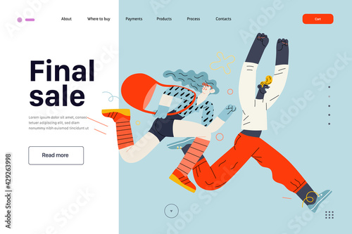Discounts, sale, promotion, web template. Flat vector