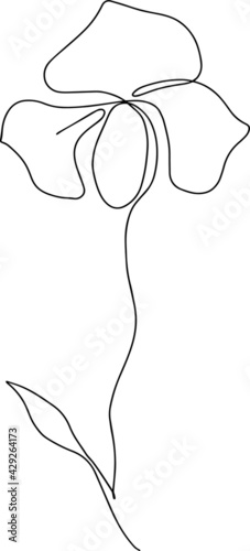 Single line vector illustration of flower. Mono line. One line.