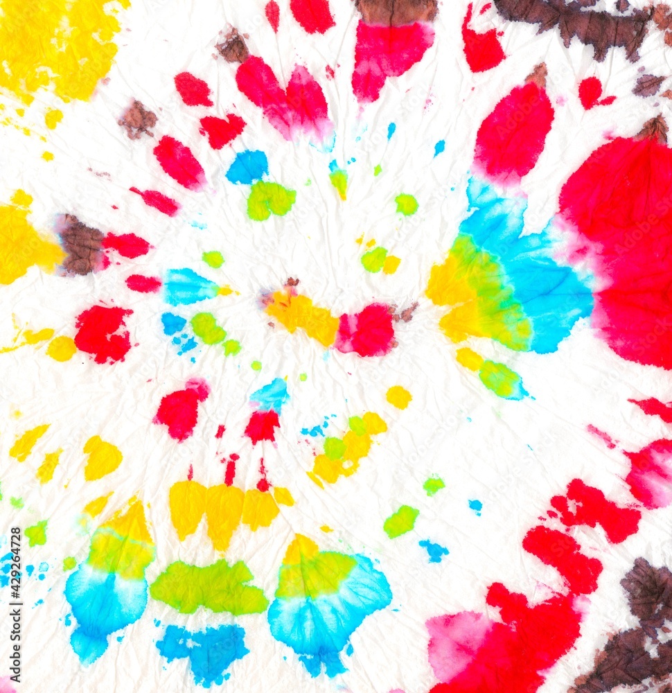Rainbow Tie Dye. Die Style Design. Circle Ikat Rainbow Tie Dye. Die Style Design. Circle Ikat