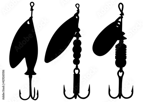 Fishing lure with hooks included. Vector image.
