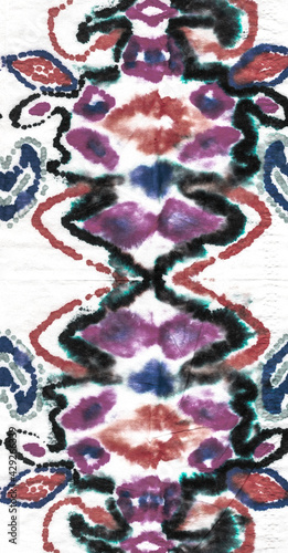 Style Aztec Pattern. Blue Dye Paper Stripe