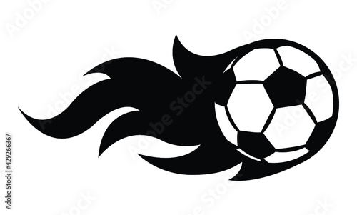Football soccer ball with fire flame graphic vector illustration. Ideal for sticker, decal, sport logo and any kind of decoration.