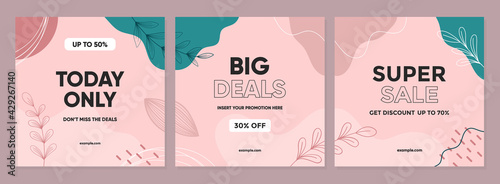 Sale square banner template for social media posts, mobile apps, banners design, web, and internet ads. Trendy abstract square template with colorful concept.