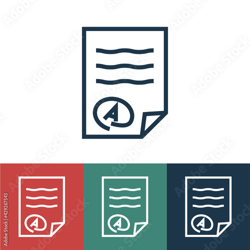Linear vector icon with rating sheet